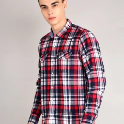 TIM PARIS Standard Tartan Checked Cotton Casual Shirt image 3
