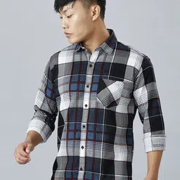 TRYBUY.IN Men Standard Tartan Checks Opaque Checked Casual Shirt image 4