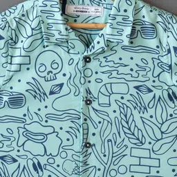 The Lion and The Fish Boys Comfort Printed Cuban Collar Casual Shirt image 4
