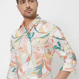 Mufti Men Slim Fit Abstract Printed Spread Collar Cotton Casual Shirt image 4