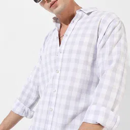 Campus Sutra Classic White & Blue Checked Cotton Casual Shirt-image-68