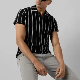 Campus Sutra Classic Vertical Striped Cotton Casual Shirt-image-11