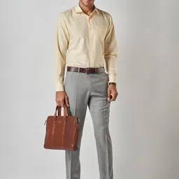 Bubber Blu Relaxed Fit Chambray Weaved Opaque Formal Shirt image 4