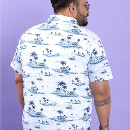 HIGHLANDER Plus Size Conversational Printed Spread Collar Regular Fit Cotton Casual Shirt image 5