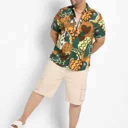 Instafab Plus Classic Printed Spread Collar Casual Shirt image 4