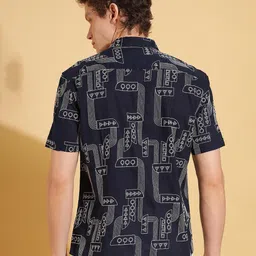 HERE&NOW Men Geometric Printed Spread Collar Casual Shirt image 3