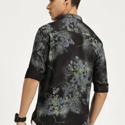 RAVINIK Men India Slim Fit Spread Collar Floral Printed Cotton Casual Shirt image 5