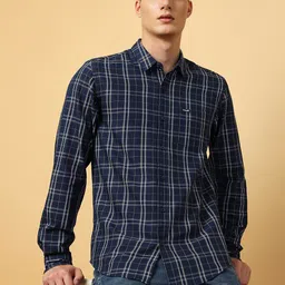 Wrangler Spread Collar Classic Tartan Checked Casual Cotton Shirt-image-92
