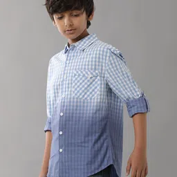 UNDER FOURTEEN ONLY Boys Gingham Checks Cotton Casual Shirt image 3