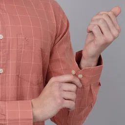 Cantabil Men Windowpane Checks Opaque Checked Casual Shirt image 5