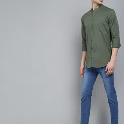 STUDIO NEXX Standard Slim Fit Band Collar Twill Weave Casual Shirt image 2