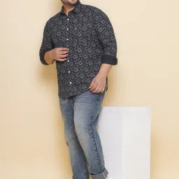John Pride Plus Size Abstract Printed Pure Cotton Casual Shirt image 3