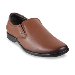 Metro Men Tan Brown Solid Formal Slip On Shoes-picture-31