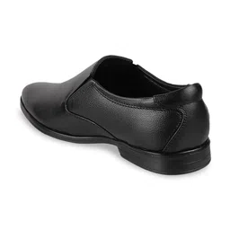 Metro Men Black Solid Leather Formal Slip-On Shoes image 4