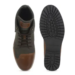 Royal Enfield Men Colourblocked Leather High-Top Boots image 2