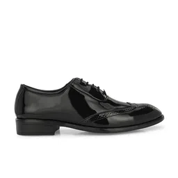 HERE&NOW Men Black Perforated Formal Brogues image 3