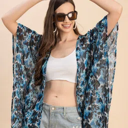 Moomaya Floral Printed Waterfall Shrug image 2