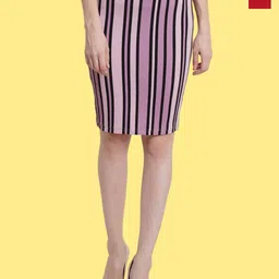Popwings Pack Of 2 Striped Knee Length Pencil Skirts-image-49