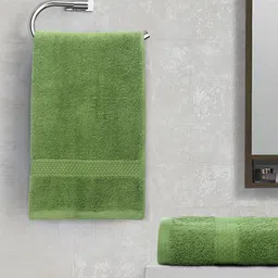 SPACES Set Of 2 Green Solid Pure Cotton Hand Towels-image-39