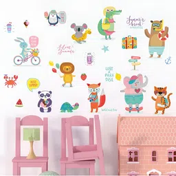 Asian royal White & Green Cartoon Printed Self Adhesive Wall Sticker-image-72