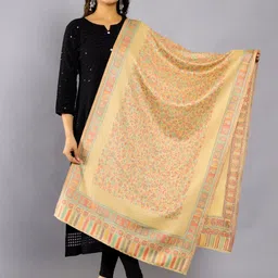 HANDICRAFT PALACE Paisley Woven Design Zari Wool Shawl-image-10