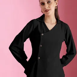 Selvia Dyed Shirt Collar Shirt Style Top-picture-15