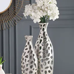 Decor de Maison Sophia Silver-Toned 2 Pieces Floral Vases-picture-17