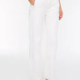 Trendyol Women White Pure Cotton Wide Leg Jeans-image-56
