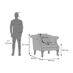 aara craft by urban ladder Darya 1 Seater Sofa In Blue Floral Damask Print image 7