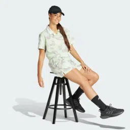 adidas floral graphic crop woven polo shirt women training women training image 3