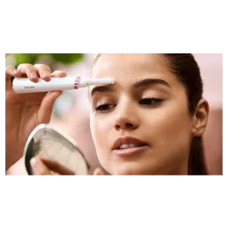 PHILIPS Touch-up Cordless Dry Trimmer for Eyebrow & Facial Hair with 2 Length Settings for Women (60mins Runtime, Precise Face Attachment, Ceramic Pearl White) image 4
