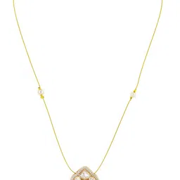Rubans 22K Gold-Plated Kundan & Cubic Zirconia Pendant Necklace with Pearl Detailing image 4