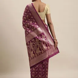 Royal Rajgharana Saree Magenta & Golden Woven Design Patola Saree image 3