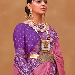 Anouk Ethnic Motifs Woven Design Zari Patola Saree image 4