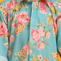 VASTRAMAY Boys Floral Printed Shirt Collar Regular Kurta With Patiala image 3