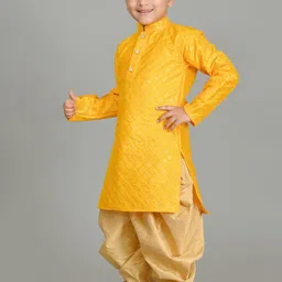 BAESD Boys Embroidered Regular Sequinned Dupion Silk Kurta with Patiala Set image 2