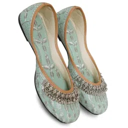 dfr Women’s Rajasthani Embroidered with Payal Punjabi Mojari’s Juti Jutis Shoe image 1