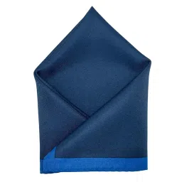 the tie hub Dark Blue Microfiber Pocket Square for Men with Light Blue Border image 2