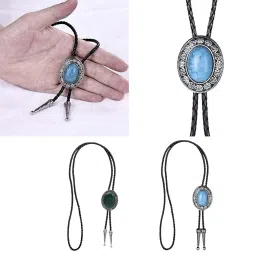 myaddiction Celtic Natural Stone Western Novelty Rodeo Bolo Tie Leather Necktie Necklace Blue Clothing Shoes & Accessories | Mens Accessories | Other Mens Accessories image 4