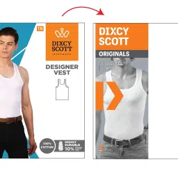 dixcy scott Originals Men's Regular Fit Solid 100% Combed Cotton Itch -Free & Comfortable U-Neck Sleeveless Tank Fit Under Shirt Vest Innerwear - Designer Vest (Pack of 2) image 4