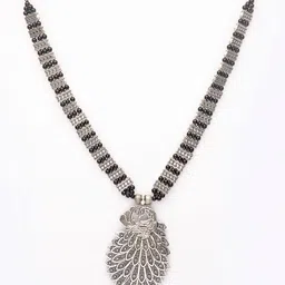 DEEBACO Silver-Toned Silver Silver-Plated Oxidised Necklace image 3
