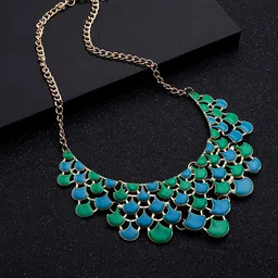 Yellow Chimes Green & Blue Gold-Plated Bohemian Necklace-picture-41