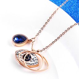 Yellow Chimes Rose Gold-Plated Evil Eye Crystal Necklace-picture-10