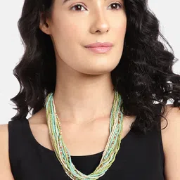 RICHEERA Gold-Plated Artificial Beads Layered Necklace image 3