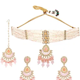 Rubans Enamel Kundan Beaded Jewellery Set image 3