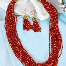 Crunchy Fashion Gold-Plated Pearls Beaded Jewellery Set-picture-21