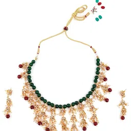 ODETTE Stone Studded Necklace & Earring Set image 2