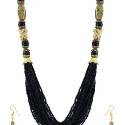 PRIVIU Gold-Plated Beaded Layered Necklace & Earrings image 2