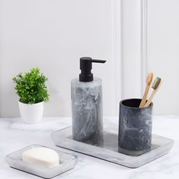 OBSESSIONS Black & White 4 piece Abstract Polyresin Bath Accessories Set-picture-46