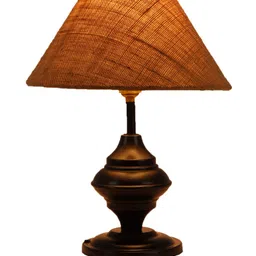 Foziq Black Solid Table Lamps With Fabric Shade image 2